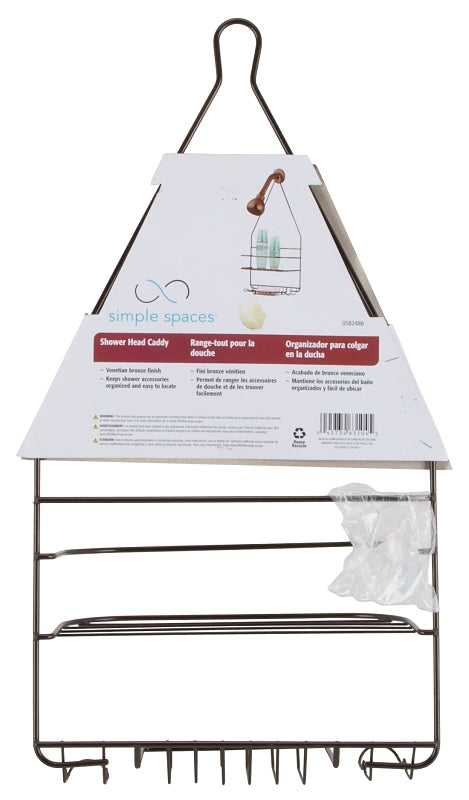 Simple Spaces SS-SC-25-VB Shower Caddy, 2-Shelf, Steel, 10 in OAW, 19 in OAH, 4-1/4 in OAD, 10 lb