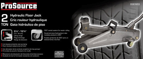 ProSource T050108 Hydraulic Floor Jack, 2 ton, 5-1/8 to 13-3/4 in Lift, Steel, Gray