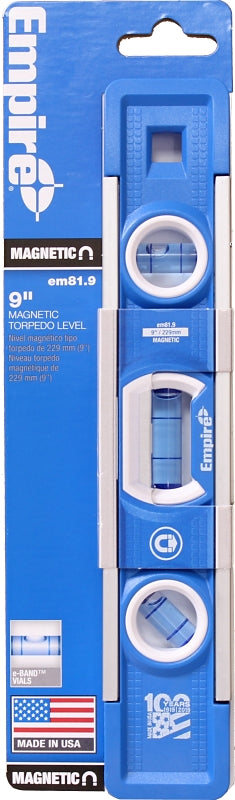 Empire em81.9 Tool Box Level, 9 in L, 3-Vial, Magnetic, Aluminum