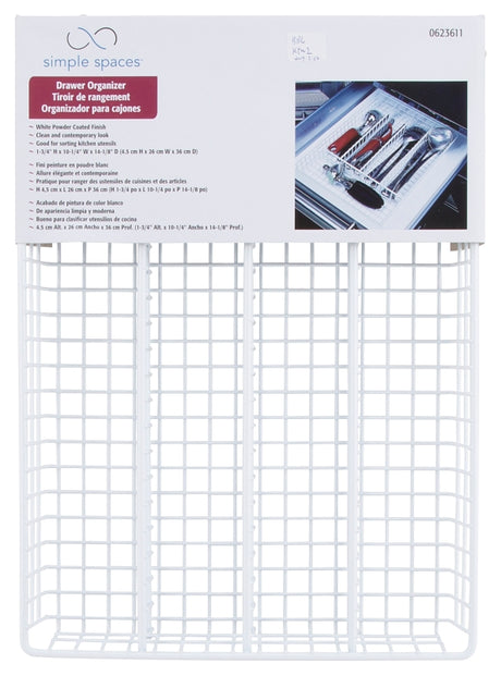 Simple Spaces JI-18W-3L Storage Tray, 14 in W, 10-1/4 in D, Steel