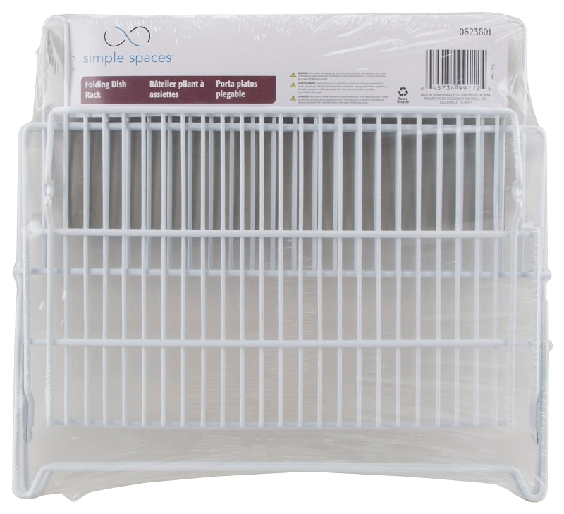Simple Spaces JI-22W-3L Dish Rack, 20 lb, 18-1/4 in L, 12-3/4 in W, 11 in H, Steel, White, White PE Coated