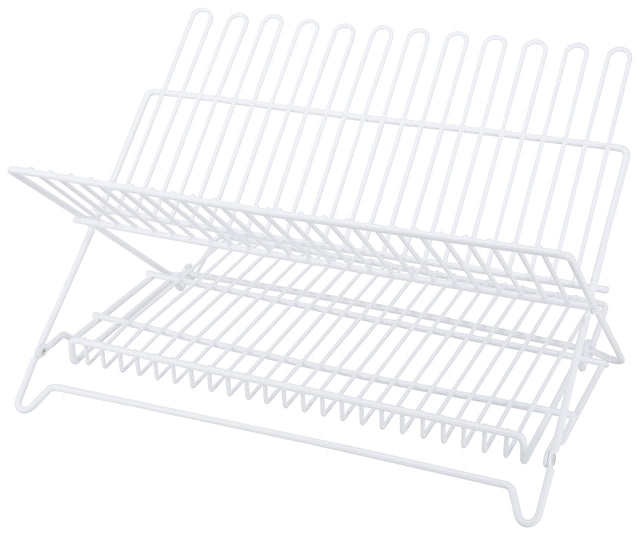 Simple Spaces JI-22W-3L Dish Rack, 20 lb, 18-1/4 in L, 12-3/4 in W, 11 in H, Steel, White, White PE Coated