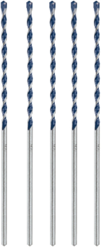 Bosch HCBG0205T Hammer Drill Bit Set, 5/32 in Dia, 6 in OAL, Milled Flute, 5/32 in Dia Shank, Hex Shank