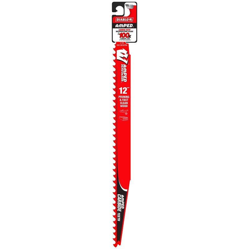 Diablo AMPED Demo Demon DS1203CPA Reciprocating Saw Blade, 12 in L, 3 TPI, Carbide Cutting Edge