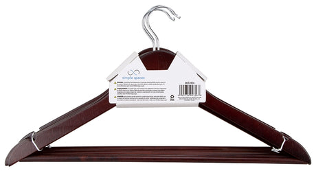 Simple Spaces HEA00040G Cloth Hanger Set, 6.6 lb Capacity, Steel/Wood, Mahogany