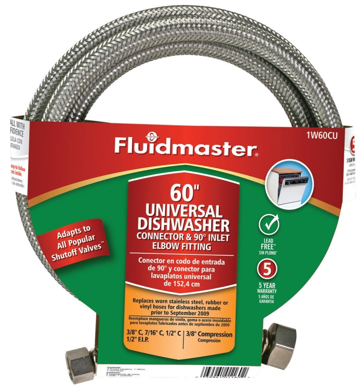 Fluidmaster 1W60CU Universal Dishwasher Connector, 3/8 in, Polymer/Stainless Steel