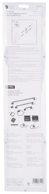 Boston Harbor 3618-35-07-SOU Towel Bar, 18 in L Rod, Venetian Bronze, Surface