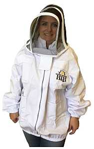 Harvest Lane Honey CLOTHSJM-102 Beekeeper Jacket with Hood, M, Zipper, Polycotton, White