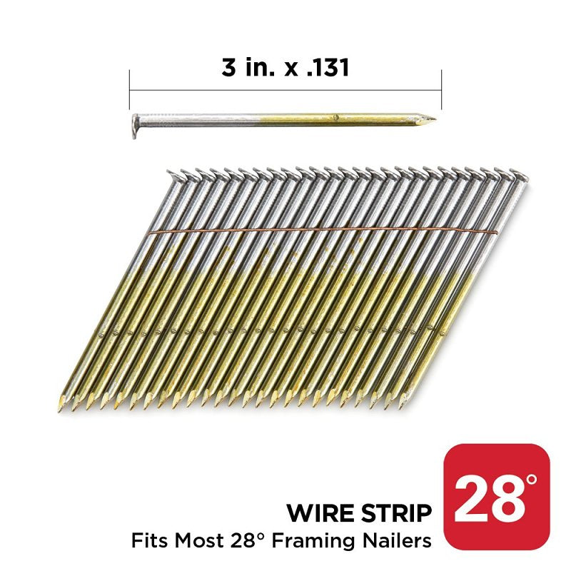 ProFIT 0629270 Framing Nail, 3 in L, 11 ga, Brite, Offset Round Head, Smooth Shank