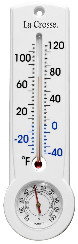 La Crosse 204-109 Thermometer, 2.95 in L x 0.75 in W x 8.75 in H Dimensions, Analog, -40 to 120 deg F, Plastic Casing
