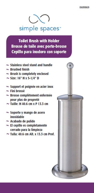 Simple Spaces MYY11-3L Toilet Bowl Brush with Stand, Stainless Steel Holder