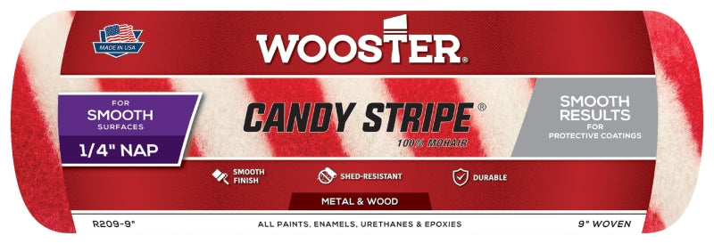 Wooster R209-9 Roller Cover, 1/4 in Thick Nap, 9 in L, Woven Mohair Cover