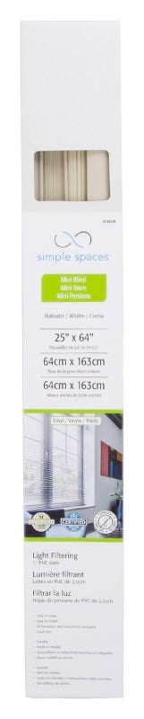 Simple Spaces PVCMB-2AA Blind, 64 in L, 25 in W, Vinyl, Alabaster