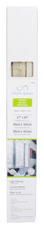 Simple Spaces PVCMB-3AA Blind, 64 in L, 27 in W, Vinyl, Alabaster