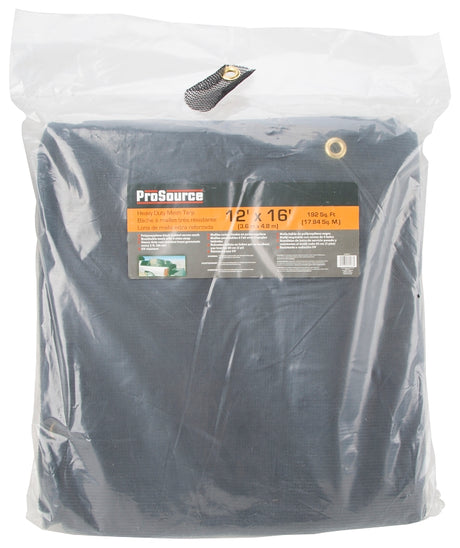 ProSource 2390B Mesh Tarpaulin, 16 ft L, 12 ft W, Polypropylene, Black
