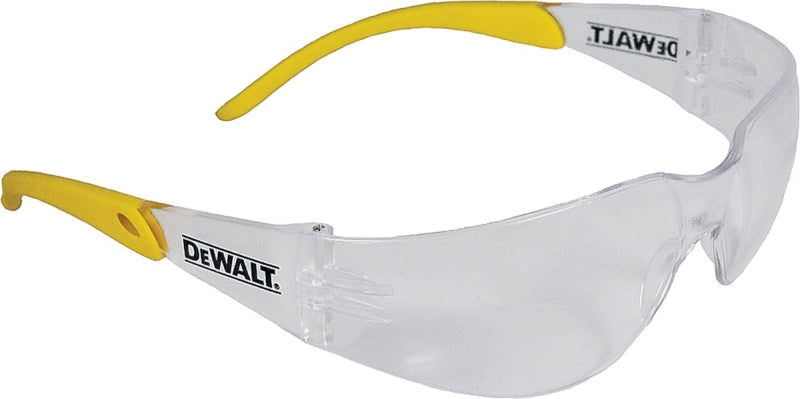 DEWALT DPG54-1C Safety Glasses, Clear Lens, Black/Yellow Frame, Polycarbonate Lens, Plastic Frame