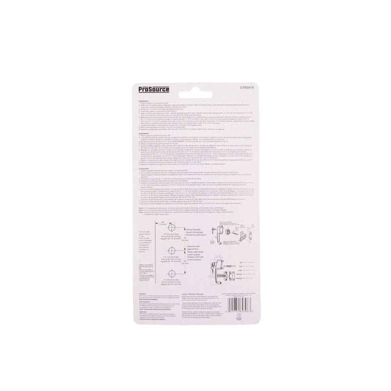 ProSource 47020-UK-PS Pushbutton Latch, Zinc, Black, 5/8 to 1-1/2 in Thick Door, 5/8 in Backset