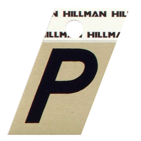 HILLMAN 1.5 in. Reflective Black Aluminum Self-Adhesive Letter P 1 pc, Pack of 6