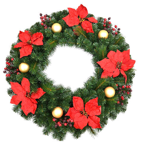 Celebrations Home 30 in. D LED Prelit Warm White Poinsettia Wreath, Pack of 4