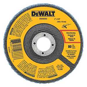 DEWALT DWA8203 Flap Disc, 4 in Dia, 5/8 in Arbor, Coated, 80 Grit, Medium, Zirconium Oxide Abrasive, Fiberglass Backing