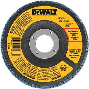 DEWALT DWA8208 Flap Disc, 4-1/2 in Dia, 7/8 in Arbor, Coated, 80 Grit, Medium, Zirconium Oxide Abrasive