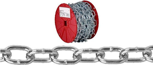 Campbell 0722957 Passing Link Chain, 2/0, 50 ft L, 450 lb Working Load, Steel, Zinc