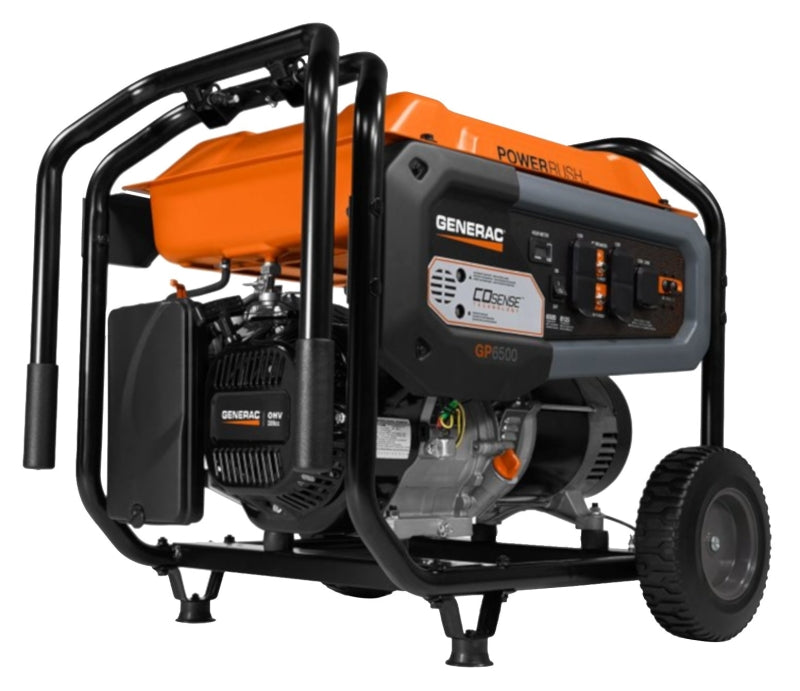 Generac GP Series 7683 Portable Generator, 54.2/27.1 A, 120/240 V, Gasoline, 6.9 gal Tank, 10.5 hr Run Time