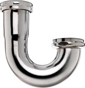 Plumb Pak PP157CP J-Bend with Nut, 1-1/2 in, 17 ga Thick Wall, Brass, Chrome