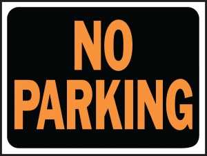Hy-Ko Hy-Glo Series 3012 Identification Sign, 8-1/2 x 12 in Dimensions, Rectangular, NO PARKING, Black Background, Pack of 10