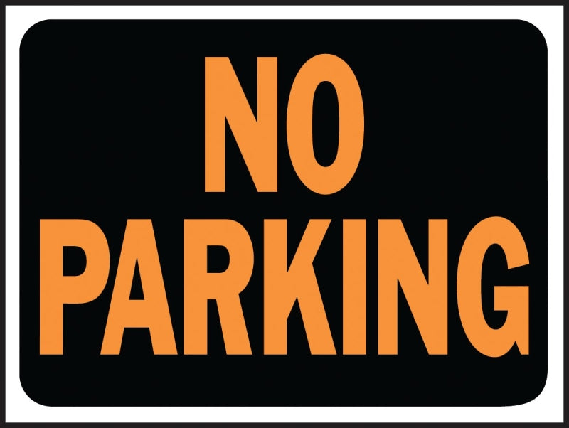 Hy-Ko Hy-Glo Series 3012 Identification Sign, 8-1/2 x 12 in Dimensions, Rectangular, NO PARKING, Black Background, Pack of 10
