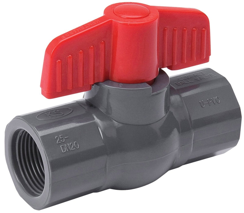 B & K 107-104 Ball Valve, Gray, 3/4 in Connection, FPT x FPT, 150 psi Pressure, PVC Body