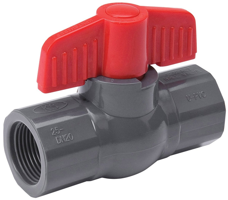 B & K 107-105 Ball Valve, Gray, 1 in Connection, FPT x FPT, 150 psi Pressure, PVC Body