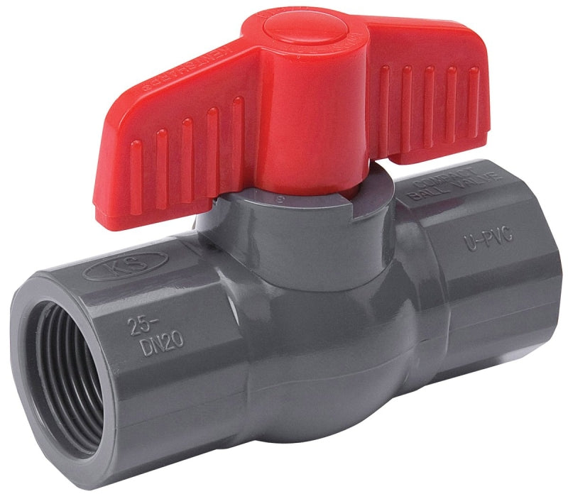 B & K 107-107 Ball Valve, Gray, 1-1/2 in Connection, FPT x FPT, 150 psi Pressure, PVC Body
