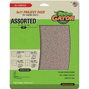 Gator 4444 Sanding Sheet, 9 in L, 11 in W, 60, 100, 150, 220 Grit, Coarse/Extra Fine/Fine/Medium