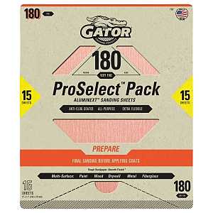 Gator 7287 Sanding Sheet, 11 in L, 9 in W, Fine, 180 Grit, Aluminum Oxide Abrasive