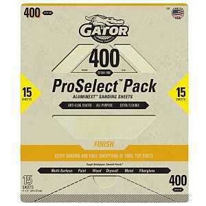 Gator 7285 Sanding Sheet, 11 in L, 9 in W, Extra Fine, 400 Grit, Aluminum Oxide Abrasive