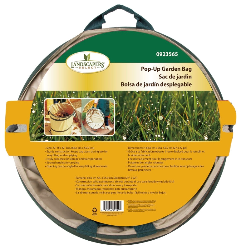 Landscapers Select GB-6001-3L Garden Bag, 27 in L, 2 H x 22 Dia in, 45 gals Capacity, PVC, Beige