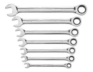 GearWrench 9317 Wrench Set, 7-Piece, Steel, Polished Chrome, Specifications: SAE Measurement
