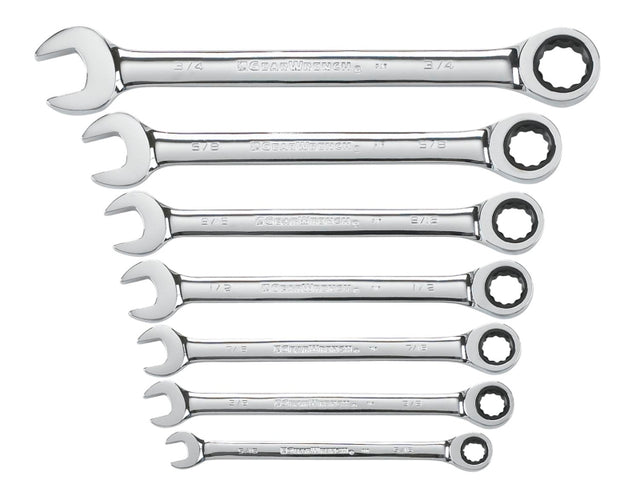 GearWrench 9317 Wrench Set, 7-Piece, Steel, Polished Chrome, Specifications: SAE Measurement