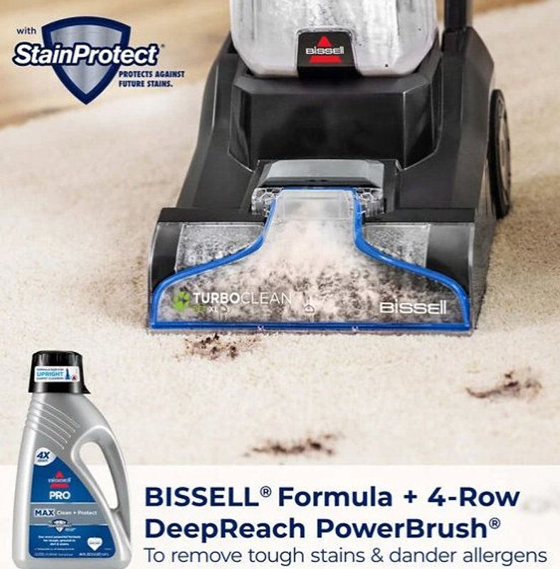 Bissell TurboClean Pet XL Series 3738 Upright Carpet Cleaner, 1 gal Tank, 10 in W Cleaning Path
