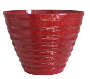 Southern Patio HDR-064763 Planter, 15.9 in Dia, 12.3 in H, Round, Beehive Design, Resin, Red