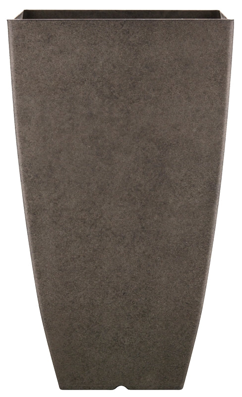 Southern Patio HDR-091691 Newland Planter, 21 in H, Square, Plastic/Resin, Gray, Stone Aesthetic