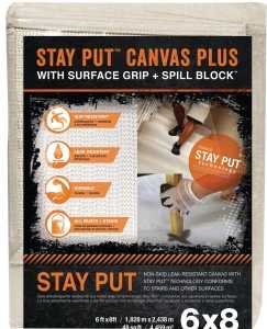 Trimaco STAY PUT PLUS 04329 Drop Cloth, 8 ft L, 6 ft W, Canvas