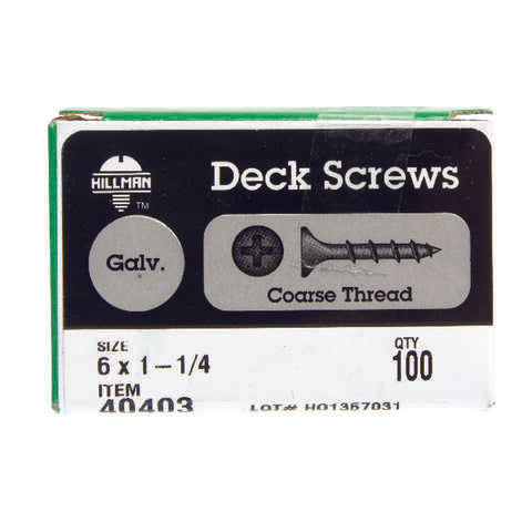 HILLMAN No. 6 Ga. X 1-1/4 in. L Gray Phillips Bugle Head Deck Screws 100 pk