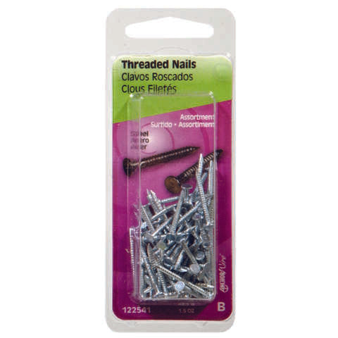 HILLMAN 1-3/4 in. Threaded Bright Steel Nail Flat Head, Pack of 6