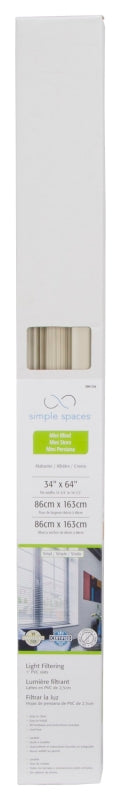Simple Spaces PVCMB-9AA Blind, 64 in L, 34 in W, Vinyl, Alabaster