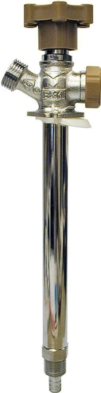 B & K 104-841HC Anti-Siphon Frost-Free Sillcock Valve, 4 in L, 1/2 x 3/4 in, MPT x Hose, 125 psi, Brass Body, Chrome