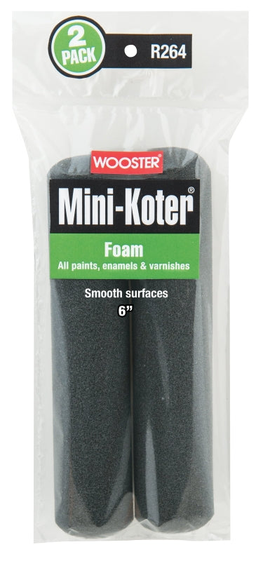 Wooster R264-6 Mini Roller Cover, 6 in L, Foam Cover, 2/PK