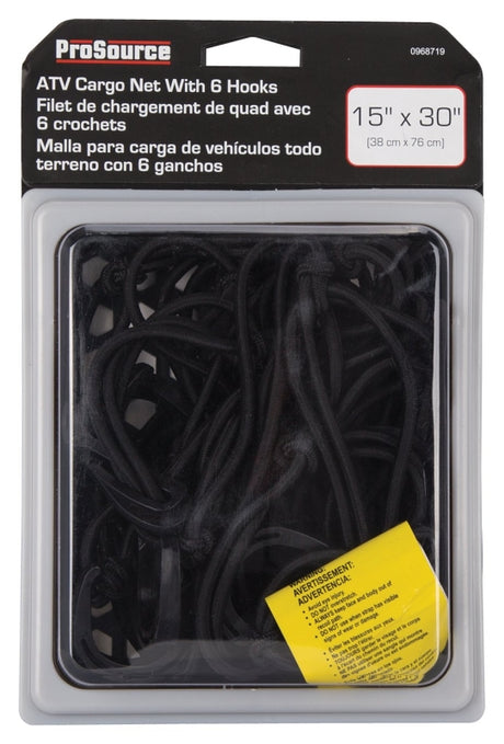 ProSource FH92105 Cargo Net, 30 in L, 15 in W, Rubber, Black
