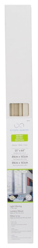 Simple Spaces PVCMB-10AA Blind, 64 in L, 35 in W, Vinyl, Alabaster